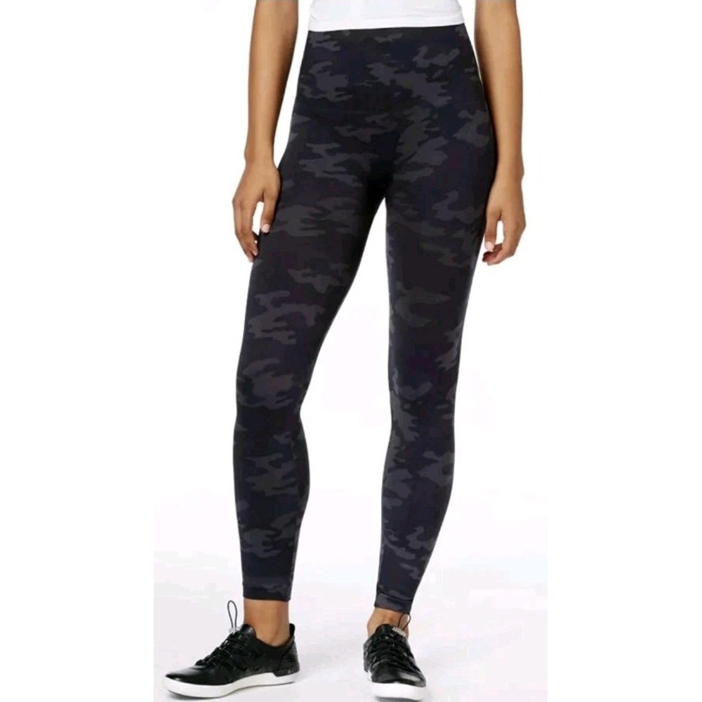 SPANX Look at Me Now Seamless Leggings Women XL Black Camo High-Waisted Athletic
